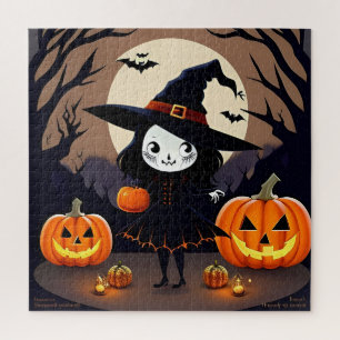 Heksen op Halloween met Pompoenen Legpuzzel