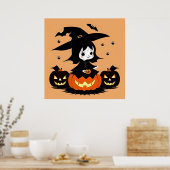 Heksen op Halloween met Pompoenen Poster (Keuken)