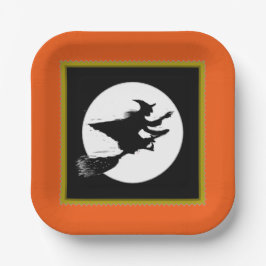 Heksen op Halloween Papieren Bordje
