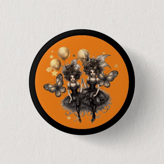 Heksen op Halloween Ronde Button 3,2 Cm (Voorkant)
