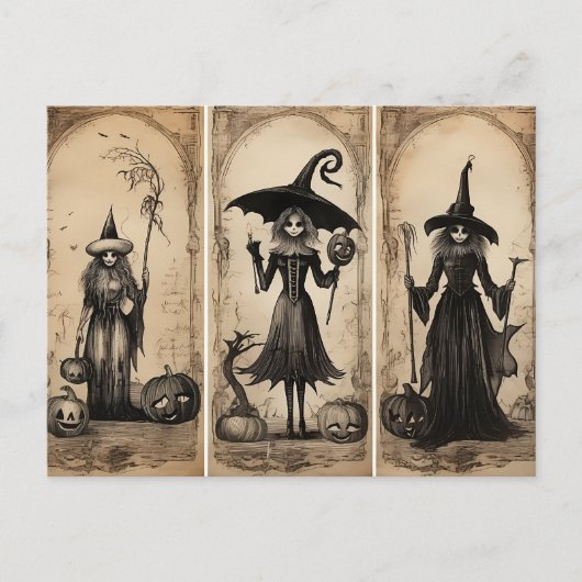  heksen oude Halloween Decoupage Briefkaart (Voorkant)