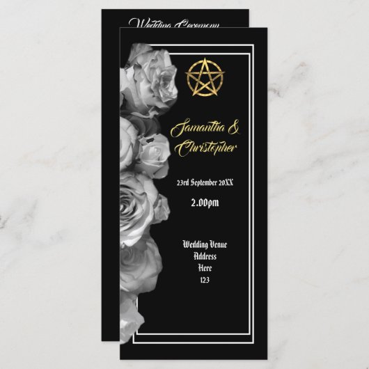 Heksen pentakel bruiloft programma programmakaart (Voorkant / Achterkant)