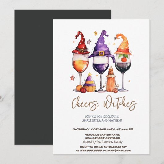 Heksen Pet Cocktails Halloween Party Invitation Kaart (Voorkant / Achterkant)