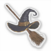 Heksen Pet en bezemsteel Sticker (Voorkant)