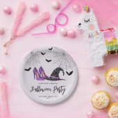 Heksen Pet en hakken met vleermuizen Halloween Par Papieren Bordje (Feest)
