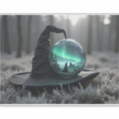 Heksen pet en kristallen bol sticker (Voorkant)