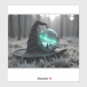 Heksen pet en kristallen bol sticker (Vel)