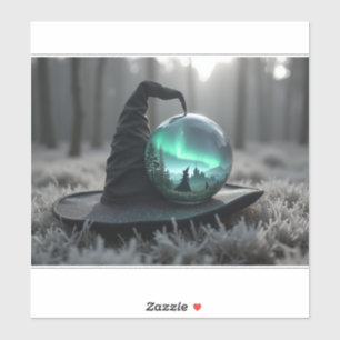 Heksen pet en kristallen bol sticker