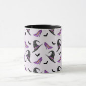 Heksen Pet Lila hakken met vleermuizen Halloween P Mok (Midden)