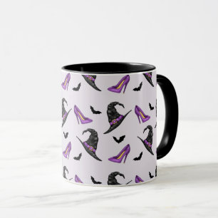 Heksen Pet Lila hakken met vleermuizen Halloween P Mok