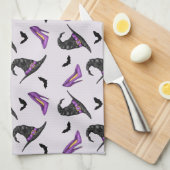 Heksen Pet Lila hakken met vleermuizen Halloween P Theedoek (Quarter Fold)