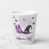 Heksen Pet met schoenen en vleermuizen Paarse Hall Papieren Bekers (Voorkant)