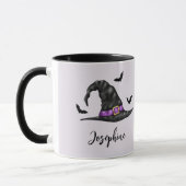 Heksen Pet met vliegende vleermuizen en naam Hallo Mok (Links)