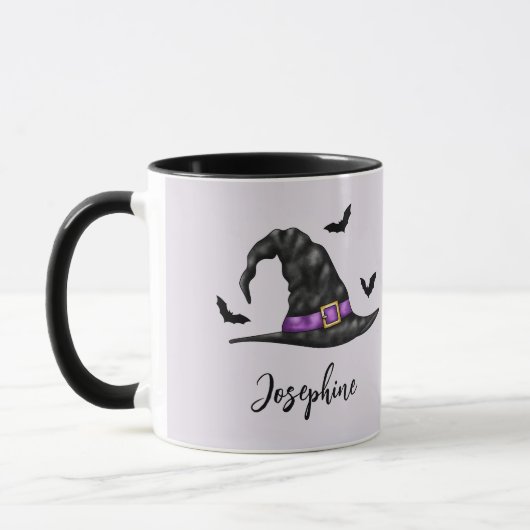 Heksen Pet met vliegende vleermuizen en naam Hallo Mok (Links)