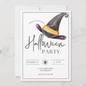 Heksen Pet Minimalistische Halloween Party Uitnodi Kaart (Voorkant)