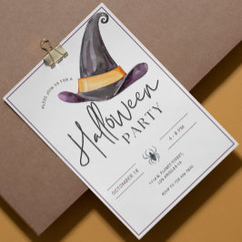 Heksen Pet Minimalistische Halloween Party Uitnodi Kaart