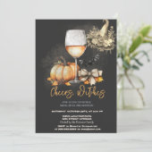 Heksen Pet Pompoen Boog Wijnglas Halloween Party Kaart (Staand voorkant)