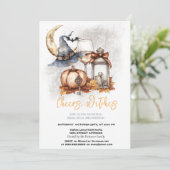 Heksen Pet Pompoen Bow Glass Lantaarn Halloween Kaart (Staand voorkant)