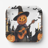 Heksen Pet Pompoen Halloween Vibes Papieren Bordje (Voorkant)