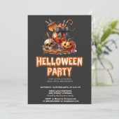 Heksen Pet Pompoen Schedel Drink Dark Halloween Kaart (Staand voorkant)