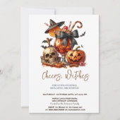 Heksen Pet Pompoen Schedel Halloween Uitnodiging (Voorkant)