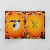 Heksen Pet, Spell Boek, Potions & Bats Halloween Kaart (Binnen)