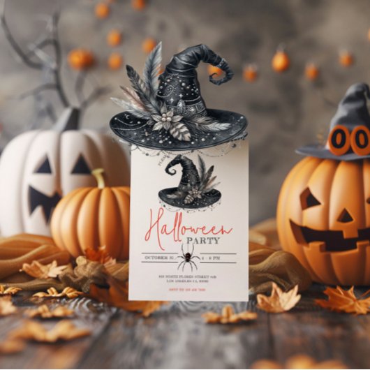 Heksen Pet Spidr Minimalistische Halloween Party Kaart
