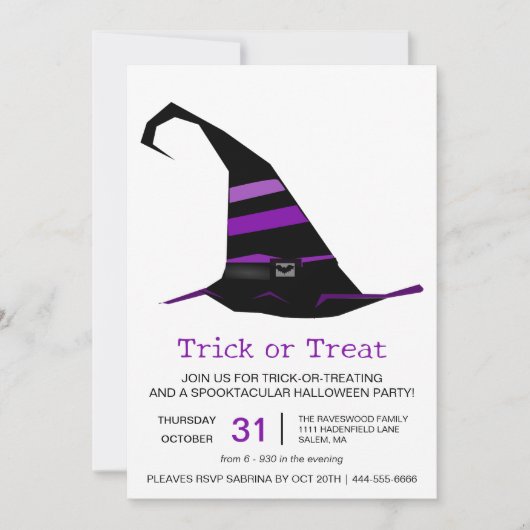 Heksen Pet Trick or treat Halloween Party Kaart (Voorkant)