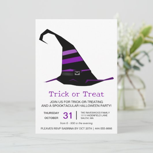 Heksen Pet Trick or treat Halloween Party Kaart (Staand voorkant)