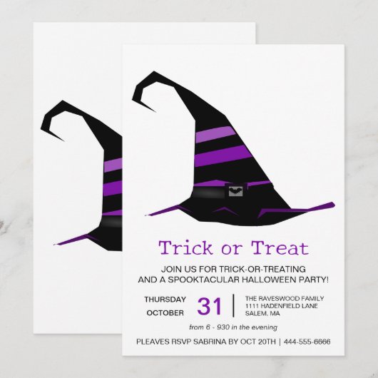 Heksen Pet Trick or treat Halloween Party Kaart (Voorkant / Achterkant)