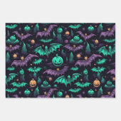 Heksen pompoen schedels vleermuizen eng Halloween Inpakpapier Vel (Voorkant 3)
