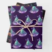 Heksen pompoen schedels vleermuizen eng Halloween Inpakpapier Vel (In situ)