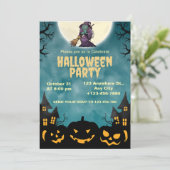 Heksen & Pompoenen Halloween Feest Uitnodiging (Staand voorkant)