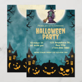 Heksen & Pompoenen Halloween Feest Uitnodiging (Voorkant / Achterkant)