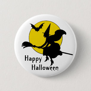 Heksen rijden Happy Halloween Ronde Button 5,7 Cm