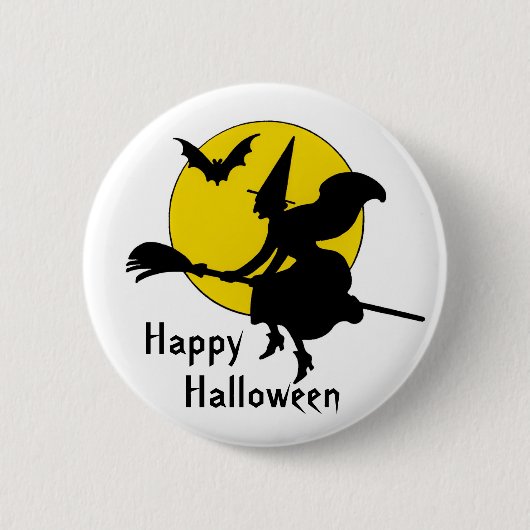 Heksen rijden Happy Halloween Ronde Button 5,7 Cm (Voorkant)