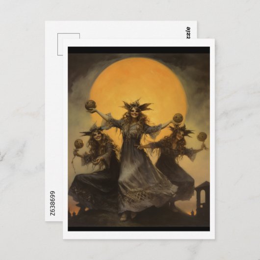Heksen Sabbat, Halloween Briefkaart (Voorkant / Achterkant)