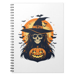 Heksen schedel met Jack O Lantern pompoen voor Hal Notitieboek