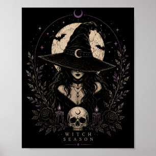 Heksen Seizoen Gotische Halloween Maan Magie Esthe Poster