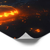 Heksen Silhouet Halloween - Volle Maan & Dorp Poster (Hoek)