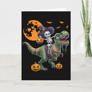 Heksen Skelet Rijdend op Dinosaurus T Rex Hallowee Kaart