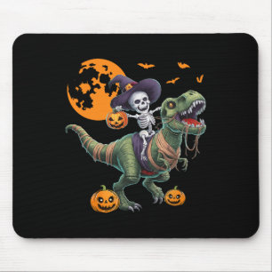 Heksen Skelet Rijdend op Dinosaurus T Rex Hallowee Muismat