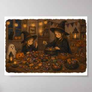 Heksen sorteren Halloween snoep voor snoep liefheb Poster