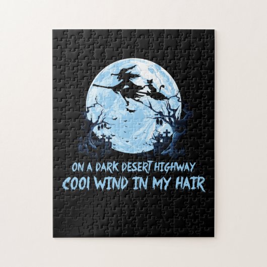 Heksen spelen op een donkere woestijnweg legpuzzel (Verticaal)