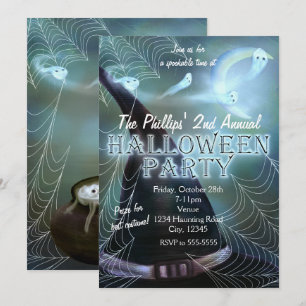 Heksen spooknacht Halloween-feest uitnodigingen