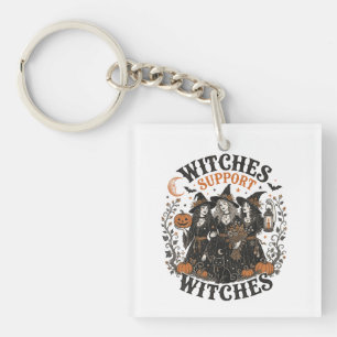 Heksen Steunen Heksen Vintage Halloween Kunst Cade Sleutelhanger