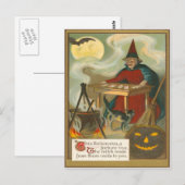 Heksen Tarot Vleermuis Volle Maan Zwarte Kat Briefkaart (Voorkant / Achterkant)