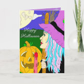 Heksen Thema Halloween Kaart (Voorkant)