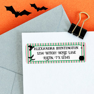 Heksen Thema Roze & Groen Halloween Retouradres Etiket