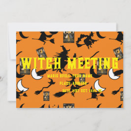 Heksen tovenaar zwarte kat maan bloomstick kaart